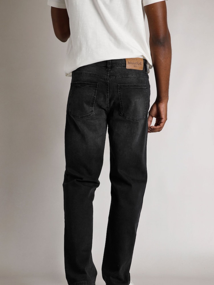 Weird Fish Black Edward Straight Comfort Stretch Denim Jeans - Image 3 of 8