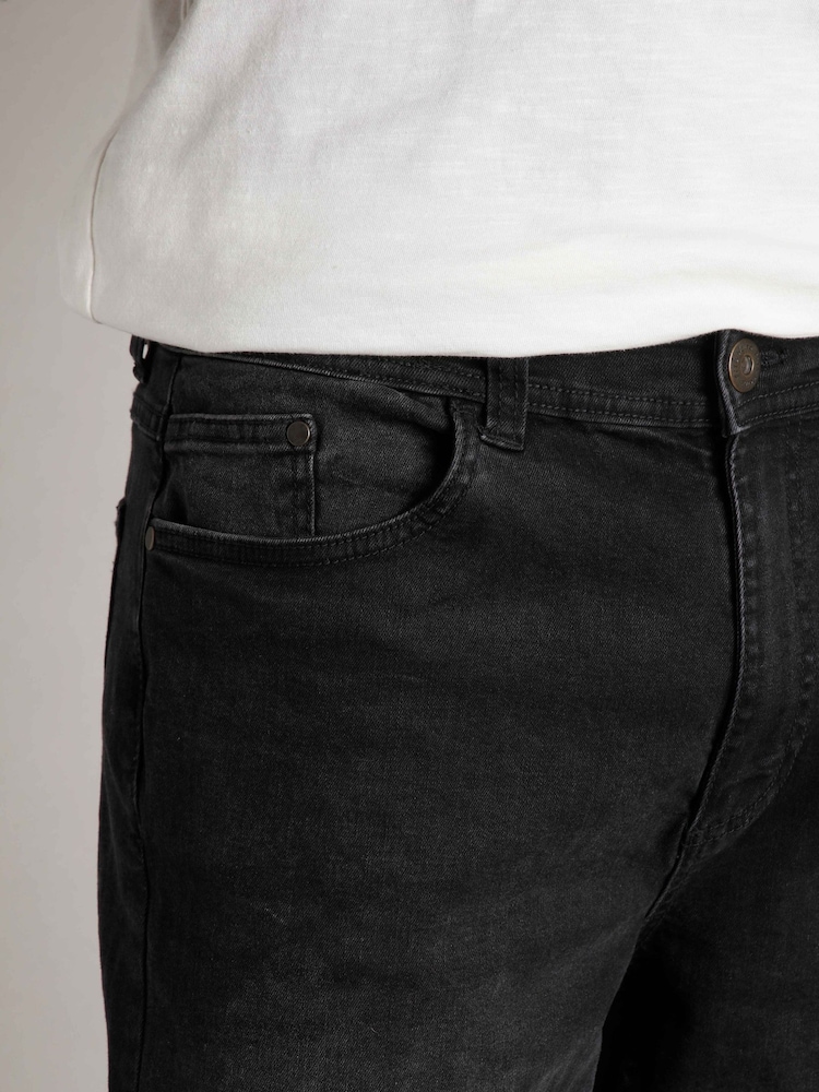 Weird Fish Black Edward Straight Comfort Stretch Denim Jeans - Image 6 of 8