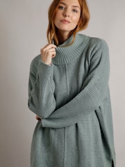 Weird Fish Green Carolyn Knitted Roll Neck Tunic - Image 1 of 4