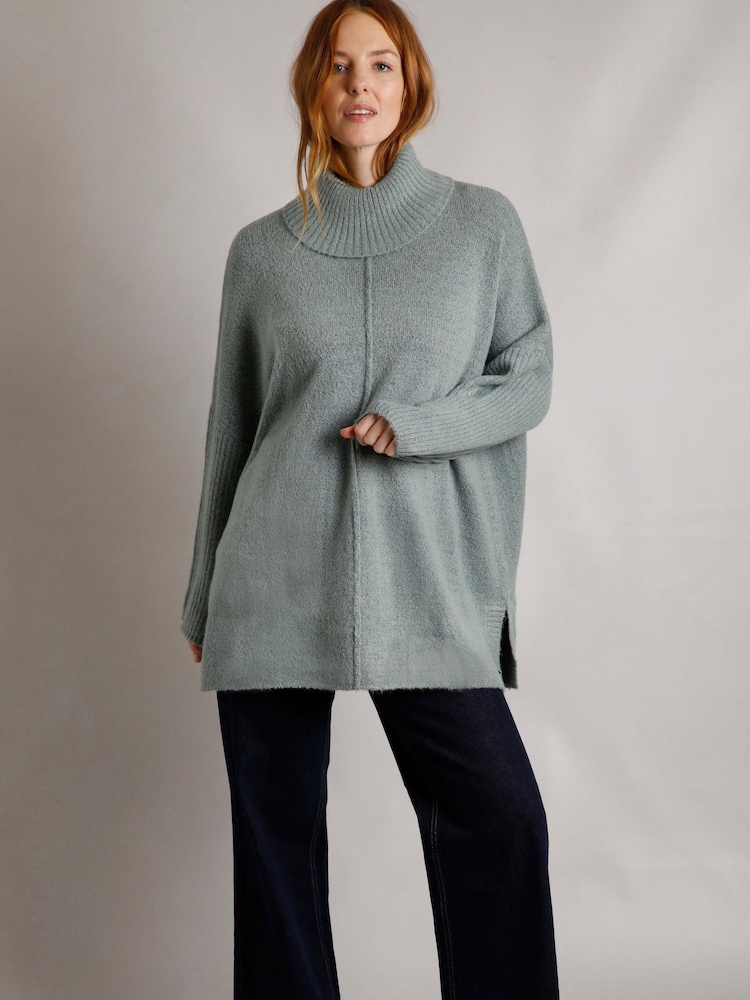 Weird Fish Green Carolyn Knitted Roll Neck Tunic - Image 2 of 4
