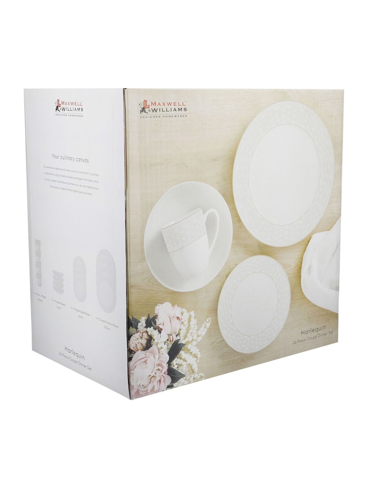 Maxwell Williams Set of 16 Grey Harlequin Coupe Dinner Set - Image 4 of 4