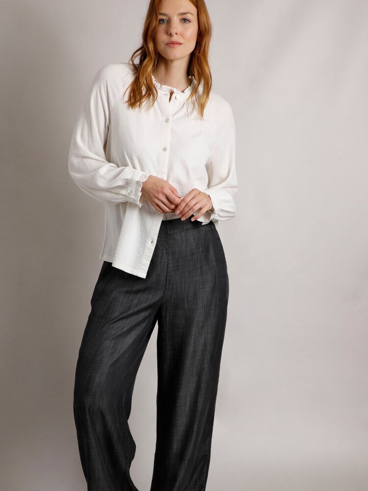 Weird Fish Black Bethany Tencel Wide Leg 100% Cotton Trousers - Image 1 of 5 Weird Fish Black Bethany Tencel Wide Leg 100% Cotton Trousers - Image 1 of 5