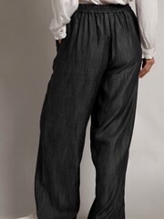 Weird Fish Black Bethany Tencel Wide Leg 100% Cotton Trousers - Image 3 of 5