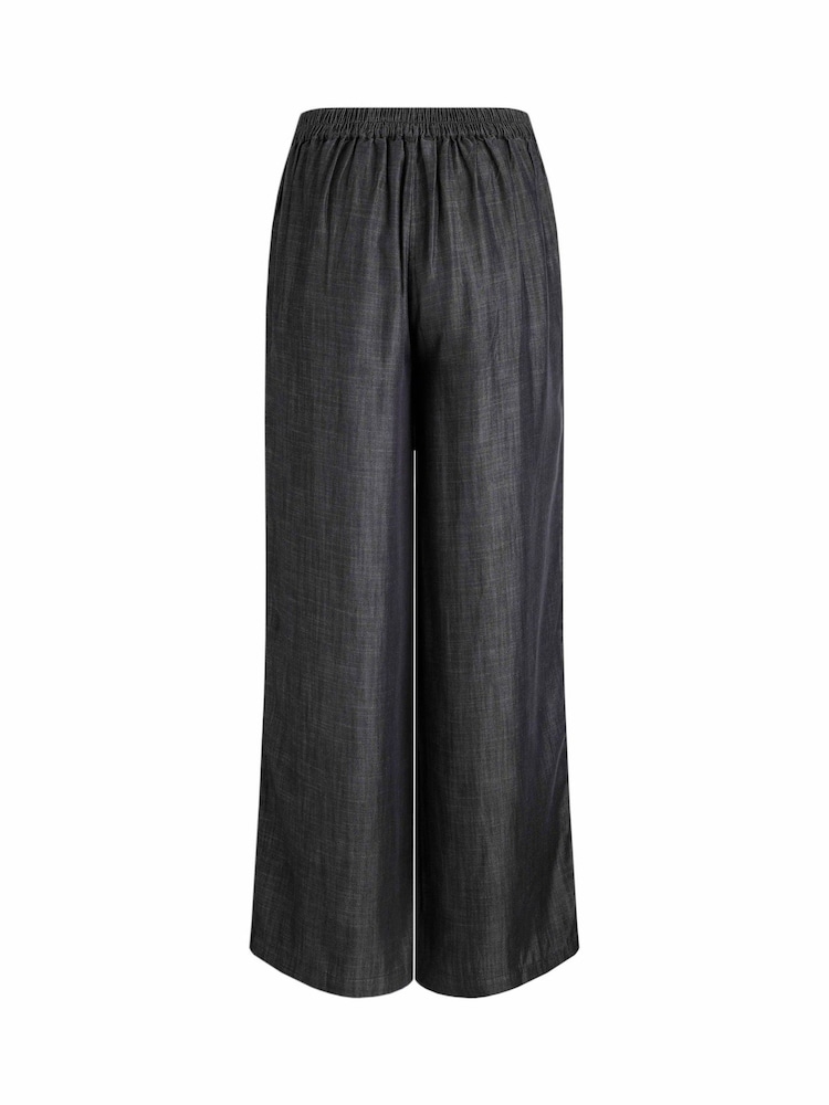 Weird Fish Black Bethany Tencel Wide Leg 100% Cotton Trousers - Image 5 of 5