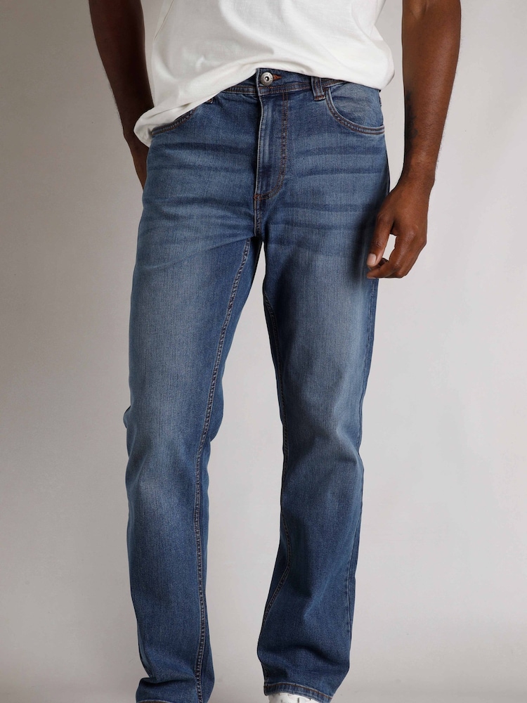 Weird Fish Blue Straight Comfort Edward Stretch Denim Jeans - Image 3 of 7
