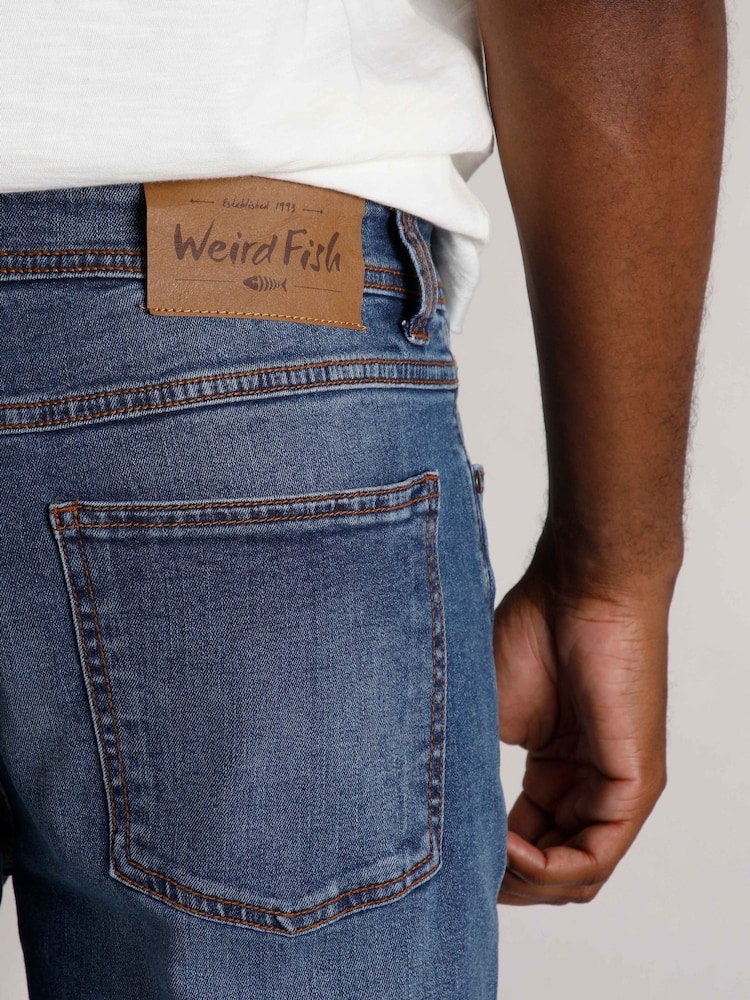 Weird Fish Blue Straight Comfort Edward Stretch Denim Jeans - Image 4 of 7