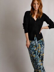 Weird Fish Blue Julia Plain Ribbed Cardigan - Image 1 of 6