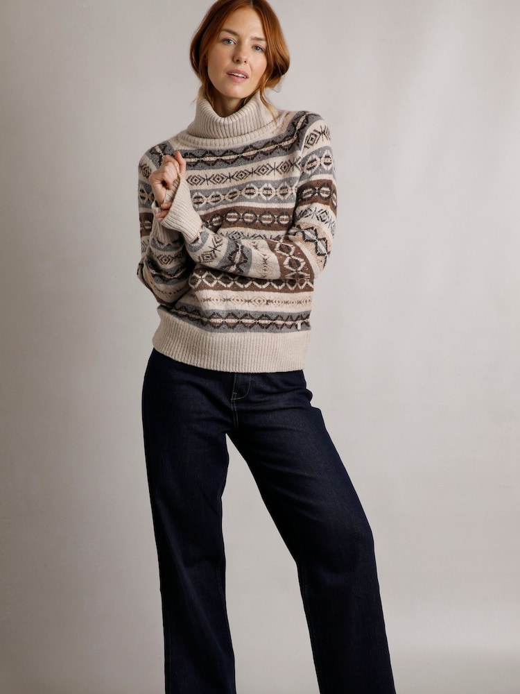Weird Fish Cream Annecy Eco Fair Isle Roll Neck Jumper - Image 1 of 3