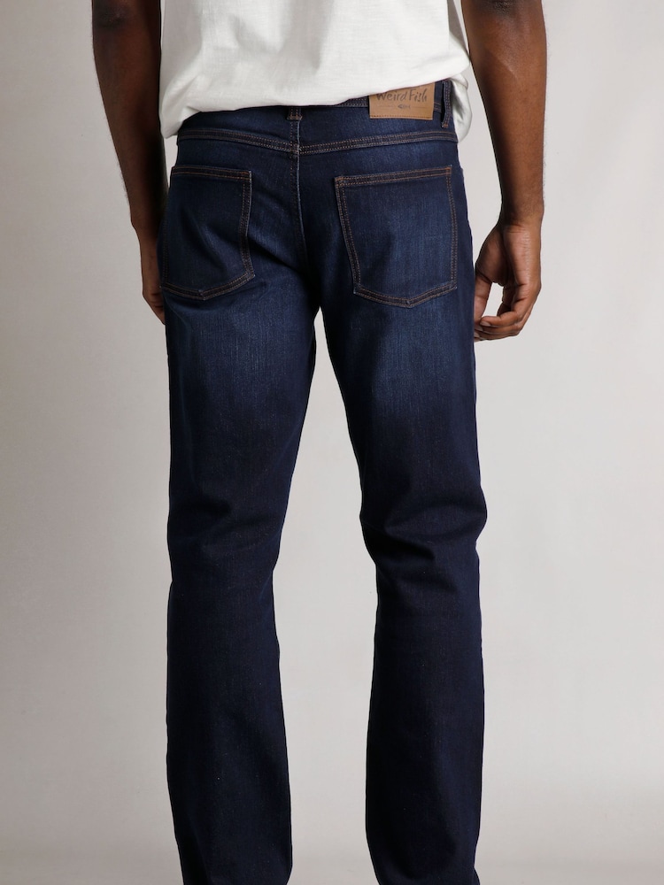 Weird Fish Blue Edward Straight Comfort Stretch Denim Jeans - Image 2 of 8 Weird Fish Blue Edward Straight Comfort Stretch Denim Jeans - Image 2 of 8