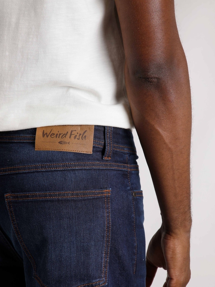 Weird Fish Blue Edward Straight Comfort Stretch Denim Jeans - Image 5 of 8