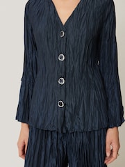 Jigsaw Blue Plisse Button-Up Top - Image 4 of 7