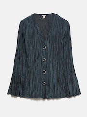 Jigsaw Blue Plisse Button-Up Top - Image 7 of 7