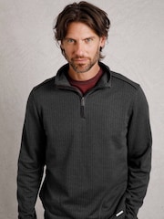 Weird Fish Black Sterling  1/4 Zip Herringbone Fleece - Image 1 of 6