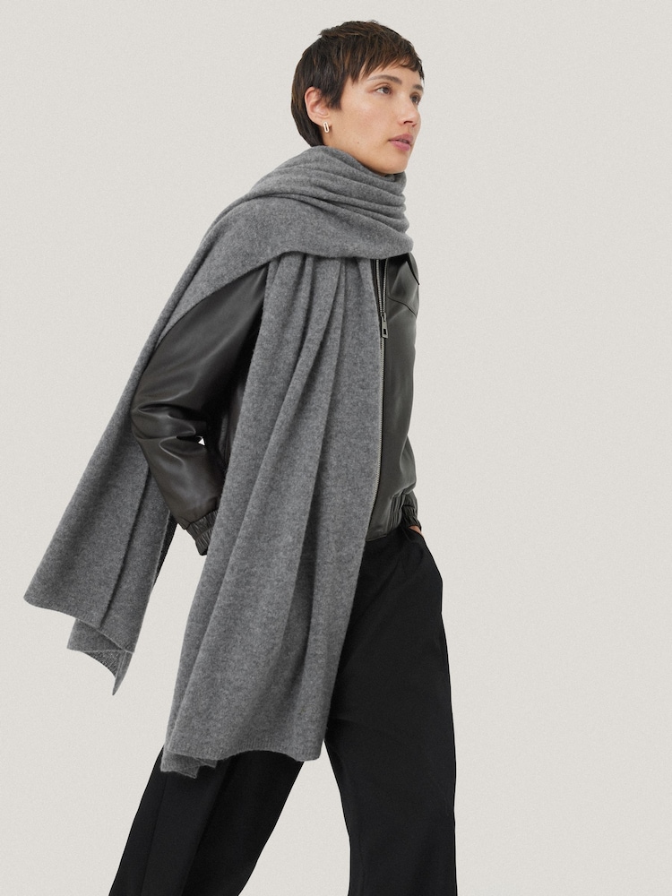 Jigsaw Grey Pure Cashmere Winter Scarf - Image 1 of 4