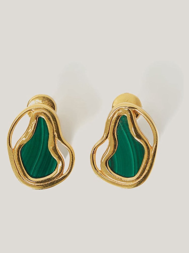 Jigsaw Gold Tone Vermeil Earrings - Image 1 of 4