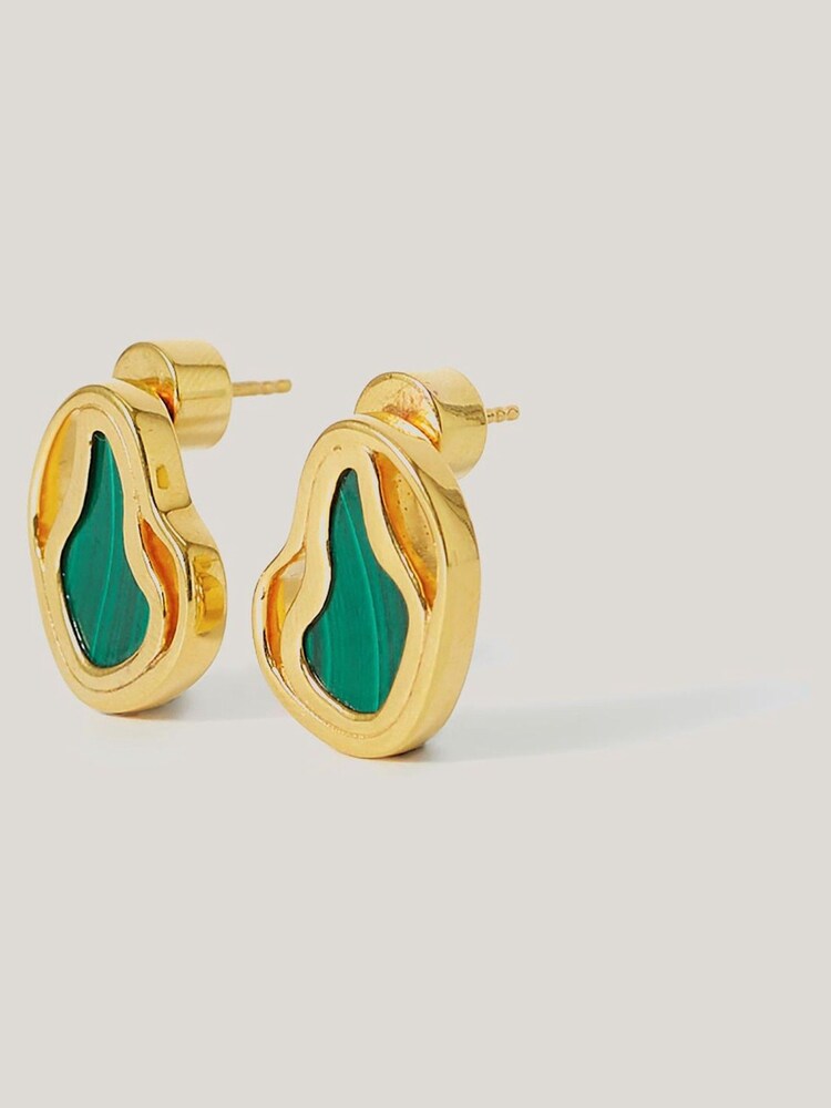 Jigsaw Gold Tone Vermeil Earrings - Image 2 of 4
