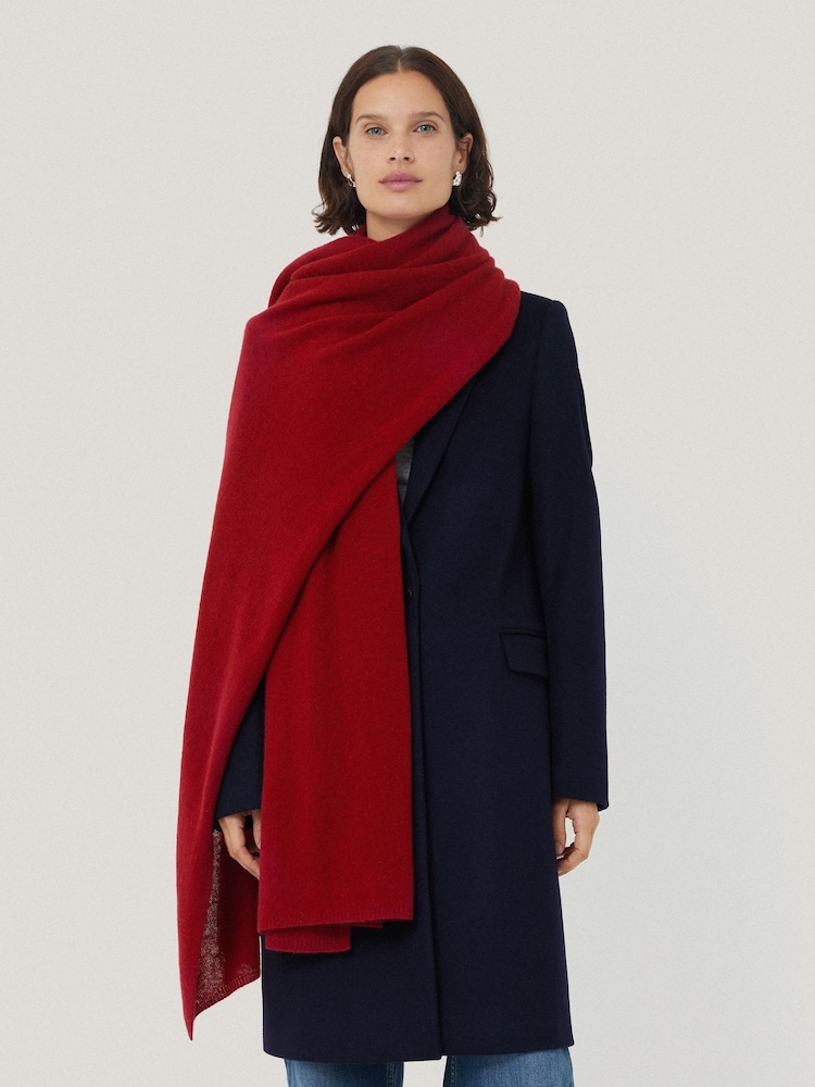Jigsaw Red Pure Cashmere Winter Scarf - Image 1 of 4