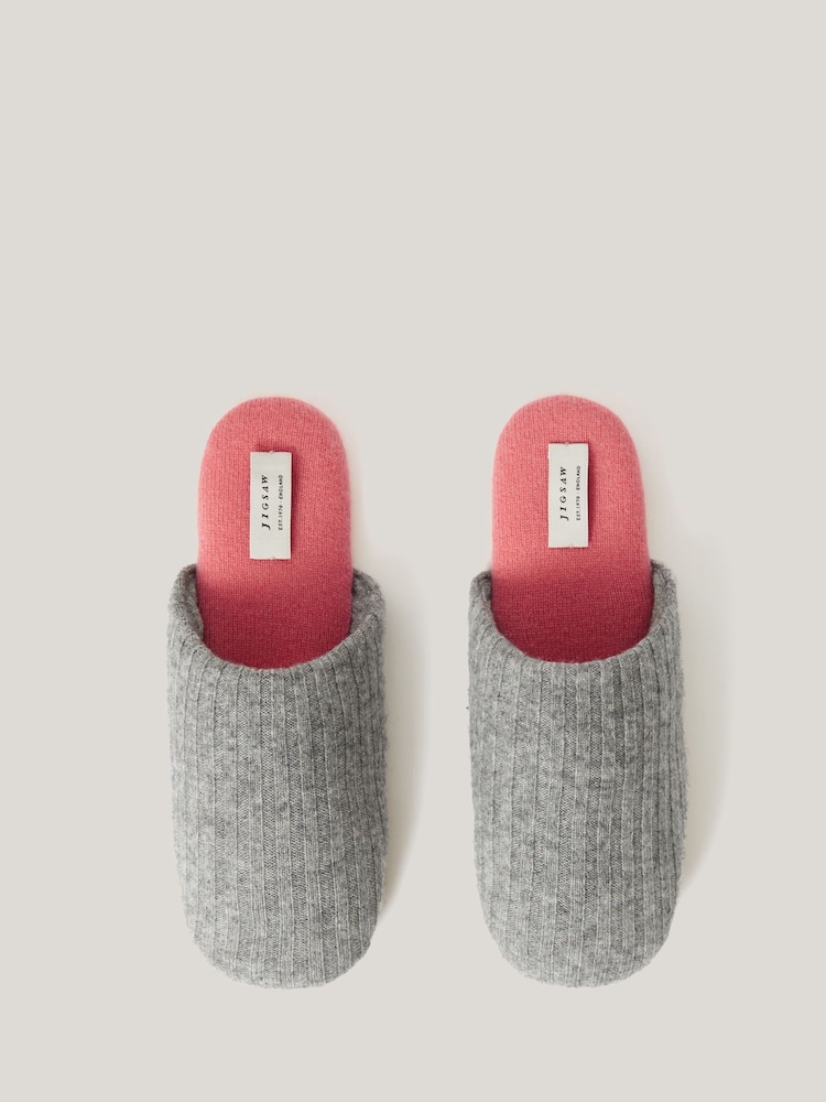 Jigsaw Grey Compact Wool Slippers - Image 2 of 2