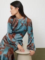 Jigsaw Blue Collage Stitch Detail Dress - Image 3 of 7