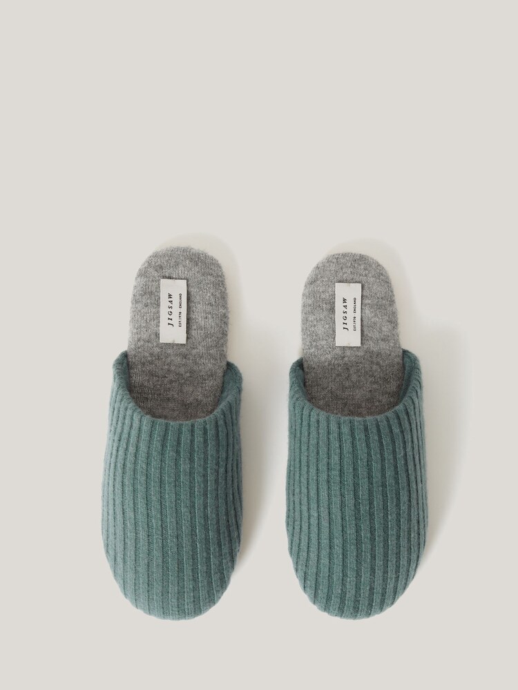 Jigsaw Blue Compact Wool Slippers - Image 3 of 3
