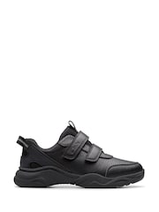 Clarks Black Standard Fit (F) Boys Feather Shine Trainers - Image 3 of 7