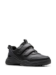 Clarks Black Standard Fit (F) Boys Feather Shine Trainers - Image 5 of 7