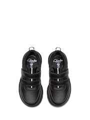 Clarks Black Wide Fit (G) Boys Feather Shine Trainers - Image 5 of 6