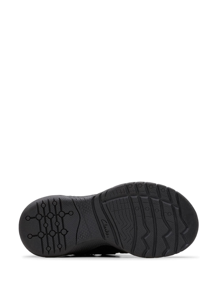 Clarks Black Wide Fit (G) Boys Feather Shine Trainers - Image 6 of 6