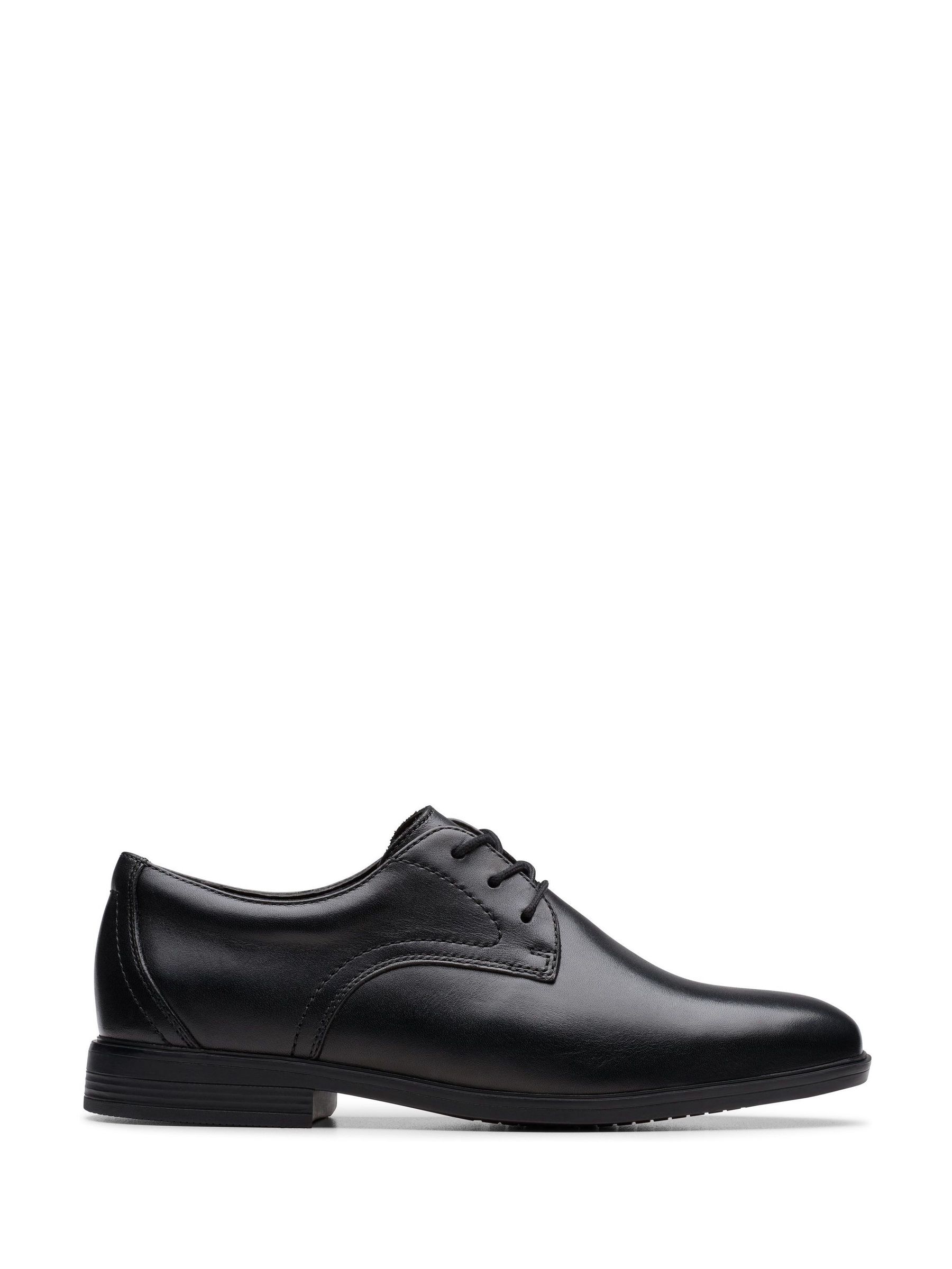 Clarks Boys Black Standard Fit (F) Jonwin Step Leather Shoes - Image 2