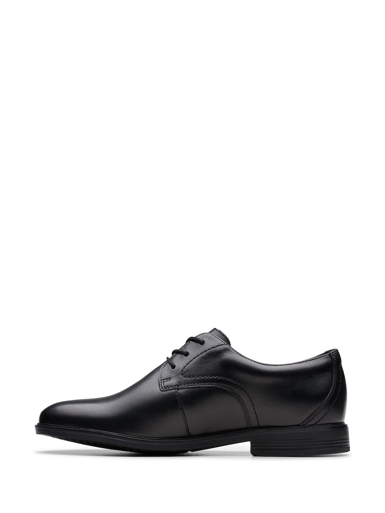 Clarks Black Standard Fit (F) Boys Jonwin Step Leather Shoes - Image 2 of 6