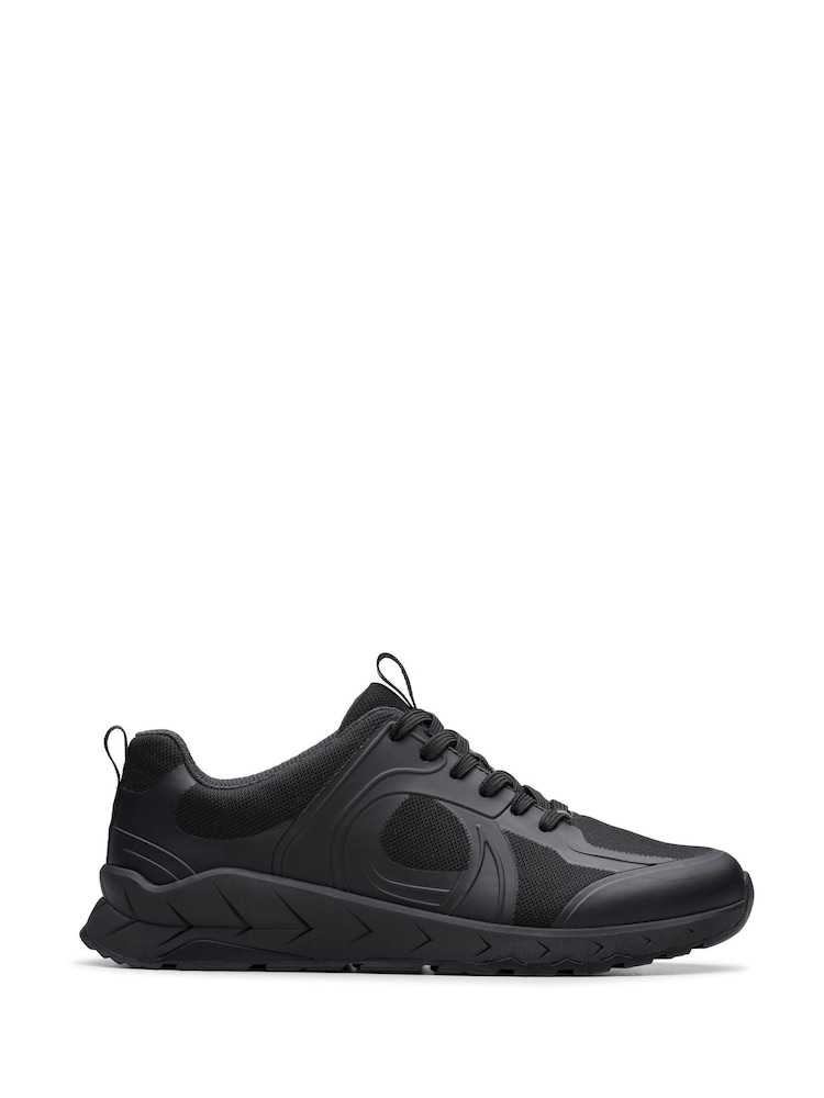 Clarks Black Standard Fit (F) Older Boys Selva Edge Leather Trainers - Image 1 of 1
