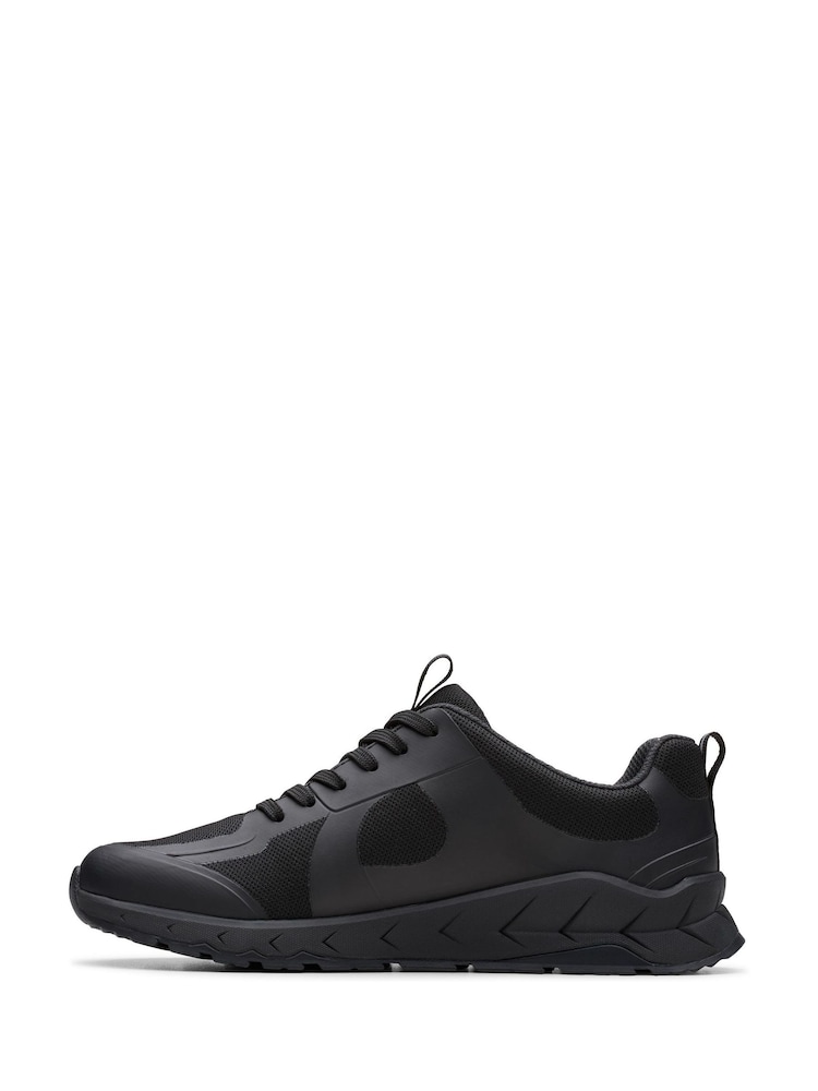 Clarks Black Standard Fit (F) Older Boys Selva Edge Leather Trainers - Image 2 of 6
