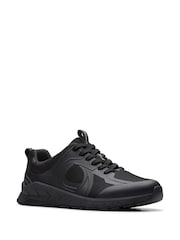 Clarks Black Standard Fit (F) Older Boys Selva Edge Leather Trainers - Image 3 of 6