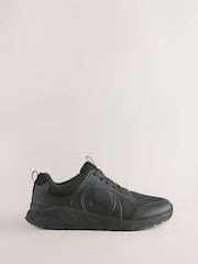Clarks Black Wide Fit (G) Older Boys Selva Edge Leather Trainers - Image 1 of 1