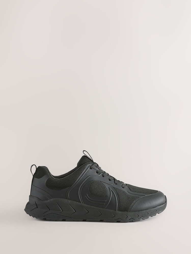 Clarks Black Wide Fit (G) Older Boys Selva Edge Leather Trainers - Image 1 of 1