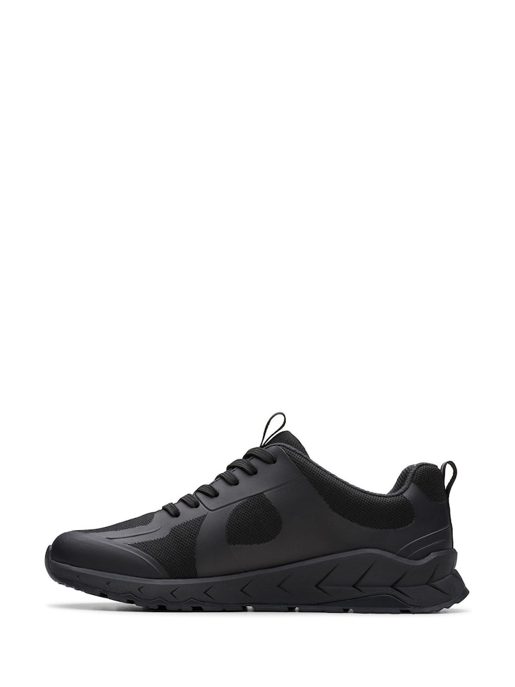 Clarks Black Wide Fit (G) Older Boys Selva Edge Leather Trainers - Image 2 of 6 Clarks Black Wide Fit (G) Older Boys Selva Edge Leather Trainers - Image 2 of 6