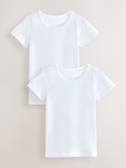 White Short Sleeve Vests 2 Pack (1.5-12yrs) - Image 1 of 3