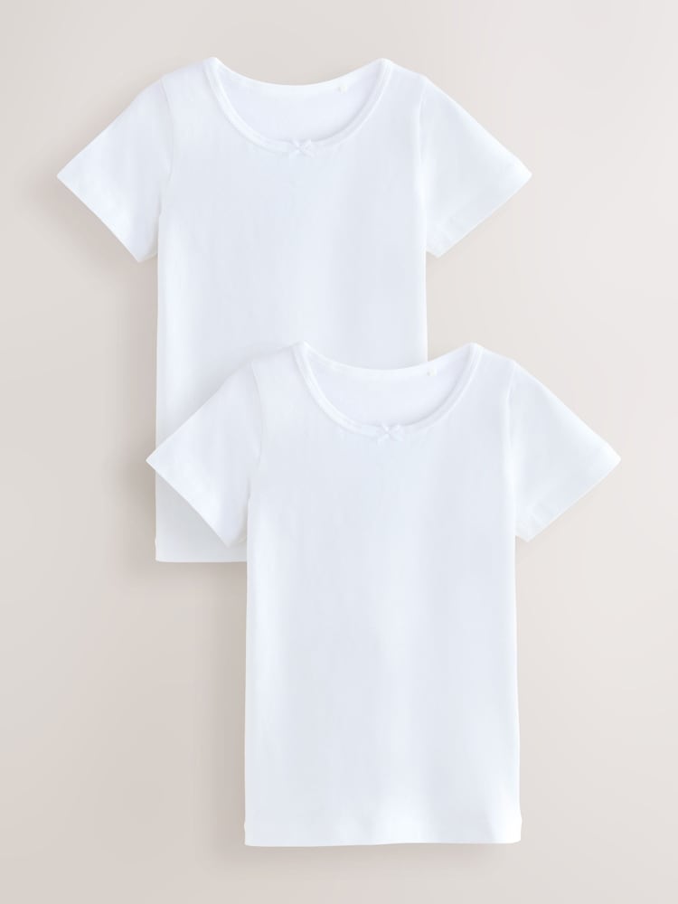 White Short Sleeve Vests 2 Pack (1.5-12yrs) - Image 1 of 3