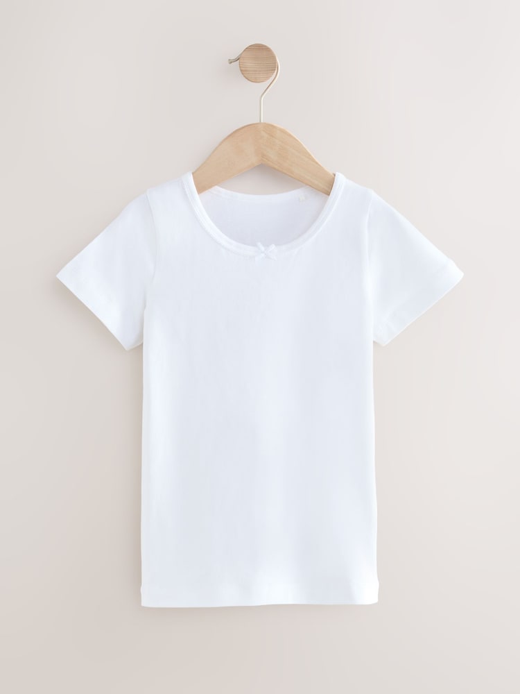 White Short Sleeve Vests 2 Pack (1.5-12yrs) - Image 2 of 3