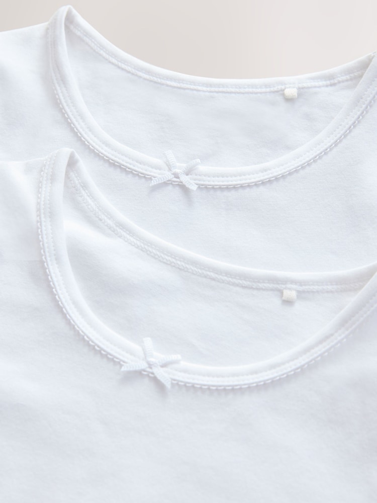 White Short Sleeve Vests 2 Pack (1.5-12yrs) - Image 3 of 3
