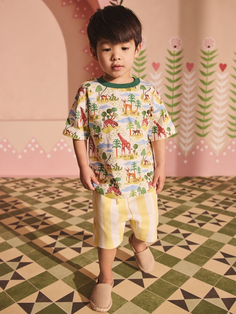 Green/White Safari All Over Print Short Sleeve T-Shirt and Short Set (3mths-7yrs) - Image 2 of 10