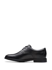 Clarks Black Leather Wide Fit (G) Older Boys Jonwin Loop Shoes - Image 2 of 6