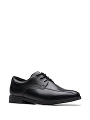 Clarks Black Leather Wide Fit (G) Older Boys Jonwin Loop Shoes - Image 3 of 6