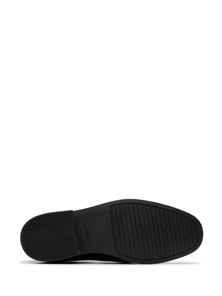 Clarks Black Leather Wide Fit (G) Older Boys Jonwin Loop Shoes - Image 6 of 6