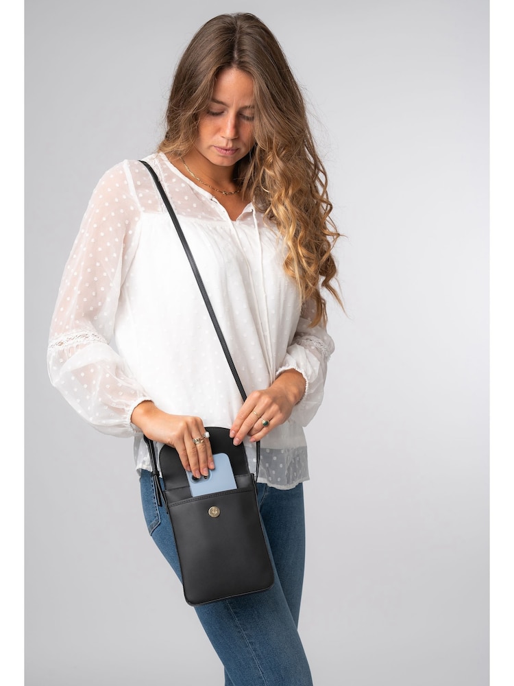 Pure Luxuries London 'Lyra' Leather Cross-Body Phone Bag - Image 1 of 7