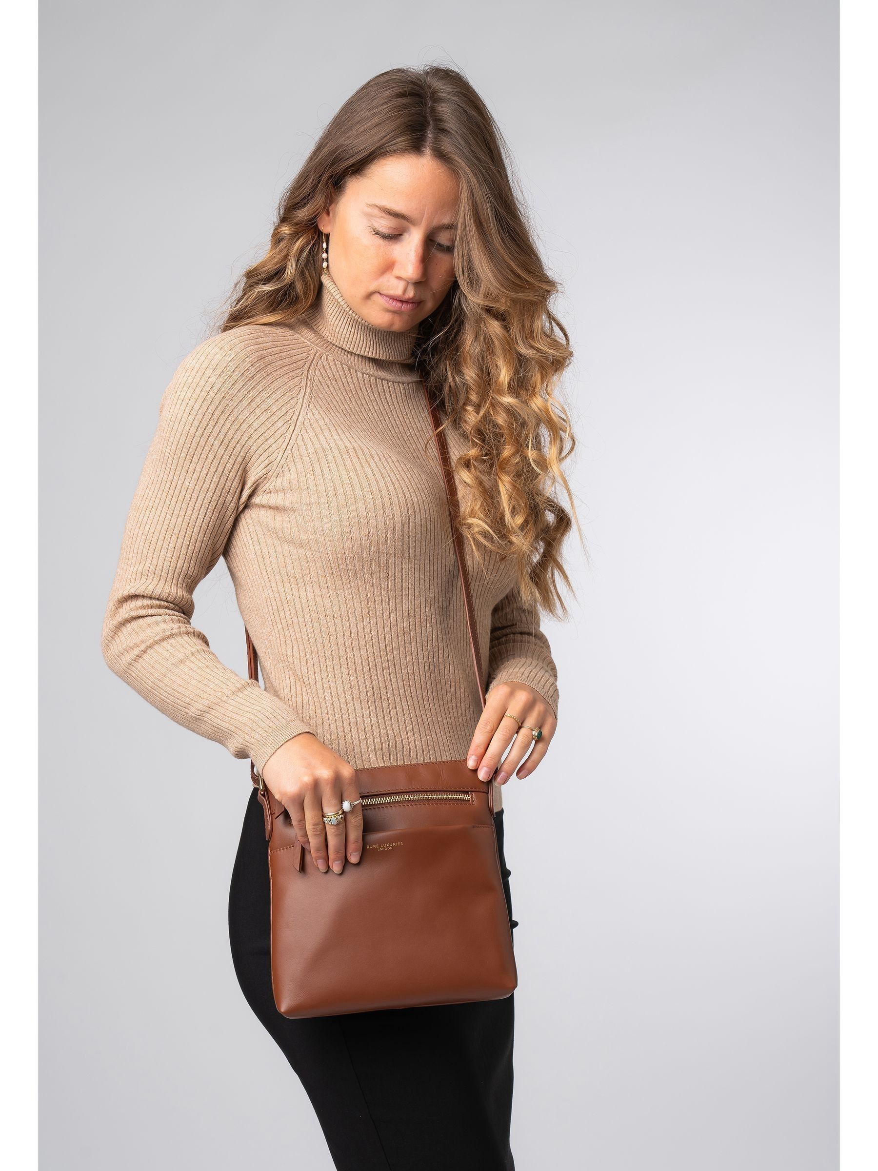 Buy Pure Luxuries London Brown 'Brooke' Leather Cross-Body Bag