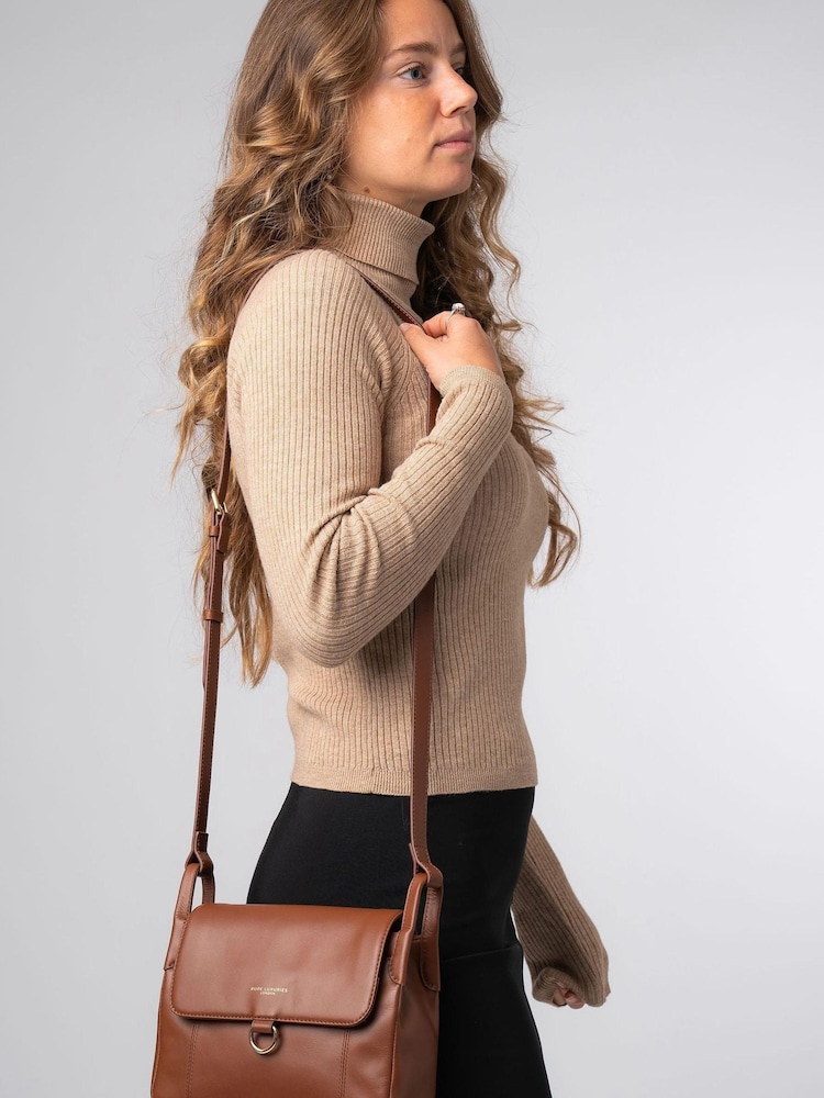 Marrón - Bolso bandolera de piel 'Cassie' de Pure Luxuries London - Imagen 6 de 6