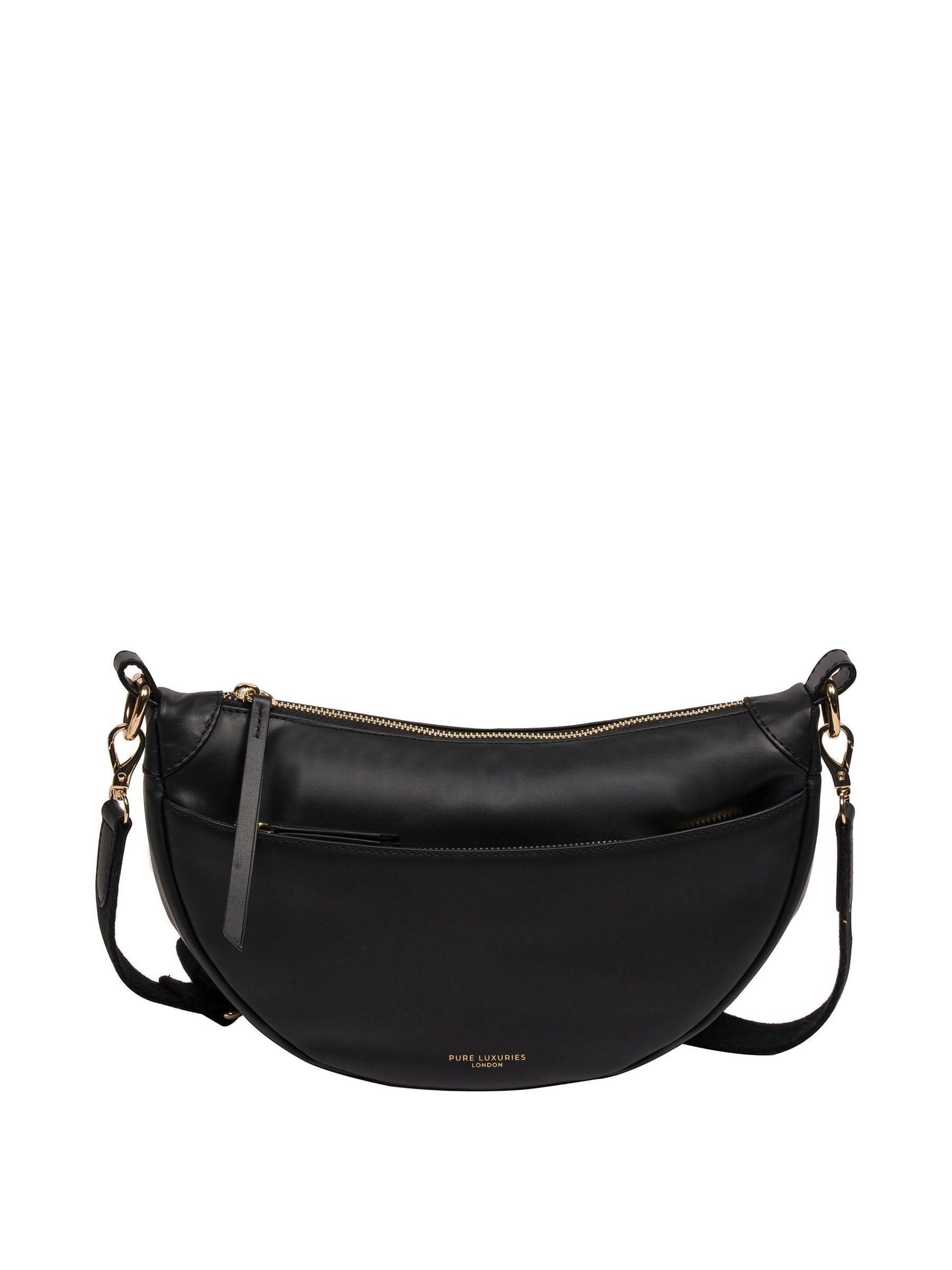 Buy Pure Luxuries London Black 'Heidi' Leather Crescent Cross-Body