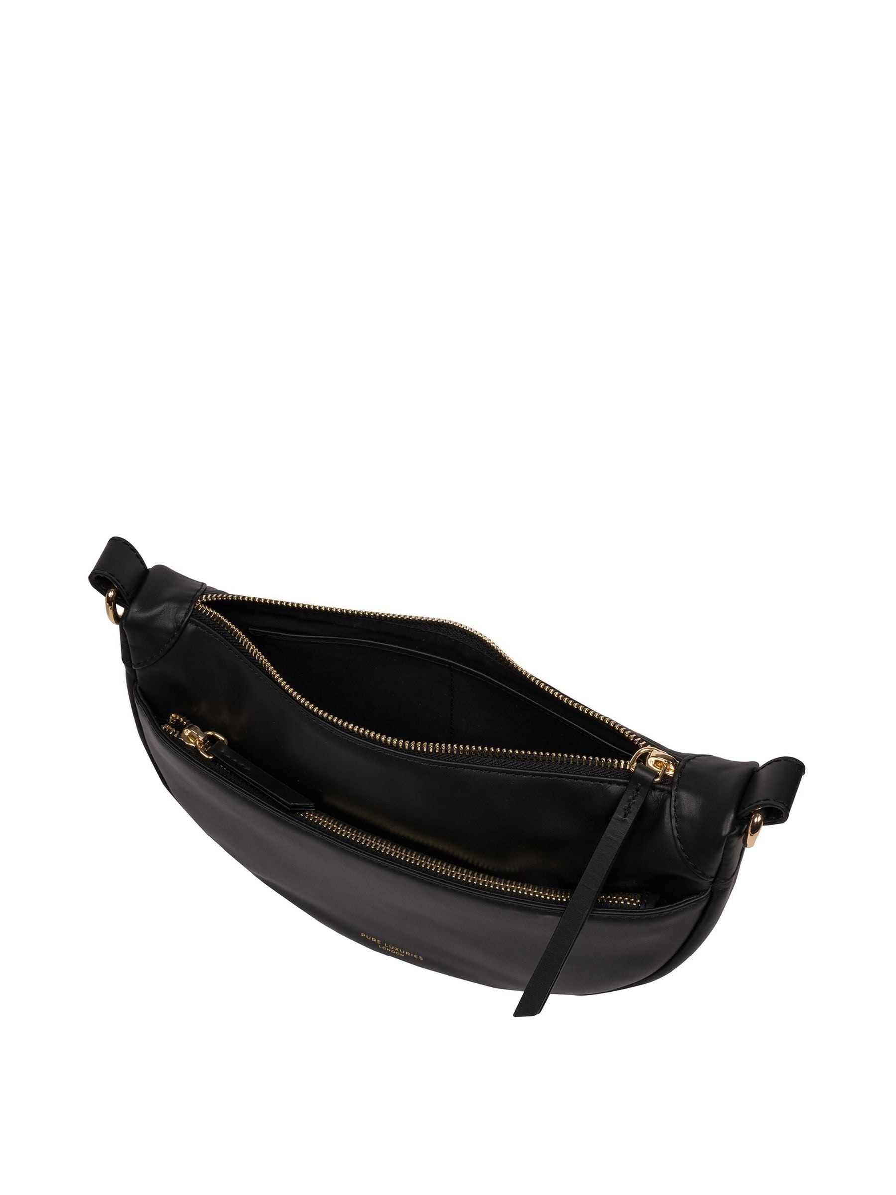 Buy Pure Luxuries London Black 'Heidi' Leather Crescent Cross-Body