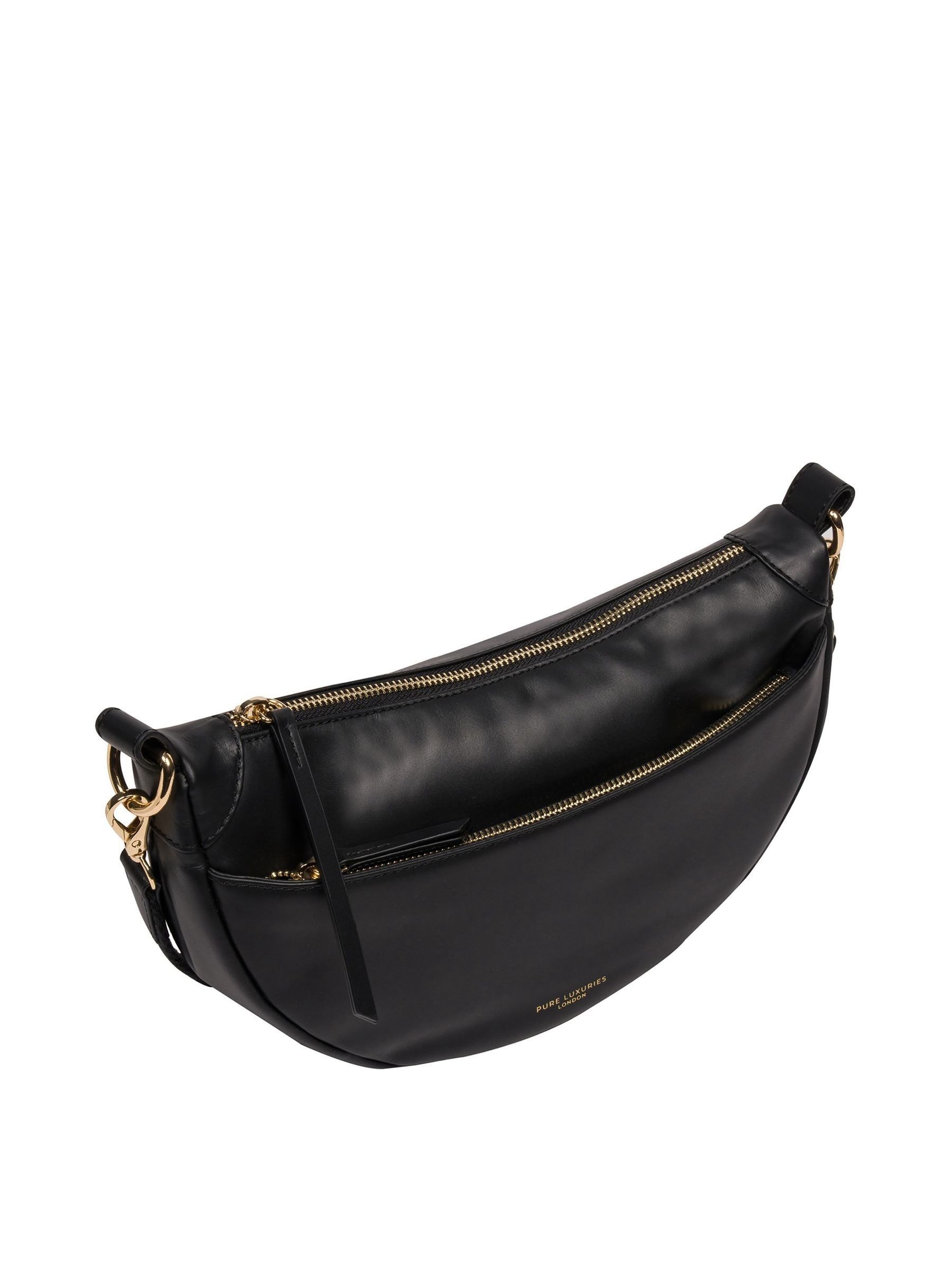 Buy Pure Luxuries London Black 'Heidi' Leather Crescent Cross-Body